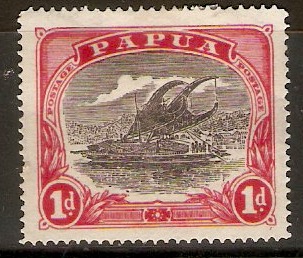 Papua 1916 1d Black and carmine-red. SG94.